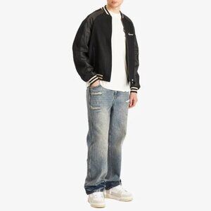 NEW REPRESENT R3 Baggy Distressed Jeans Blue/Cream Size 32 | Streetwear Denim